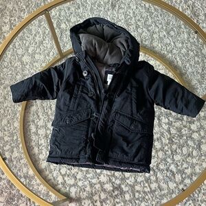 EUC Baby Gap Black Hooded Baby Winter Parka Jacket, 12-18 Months
